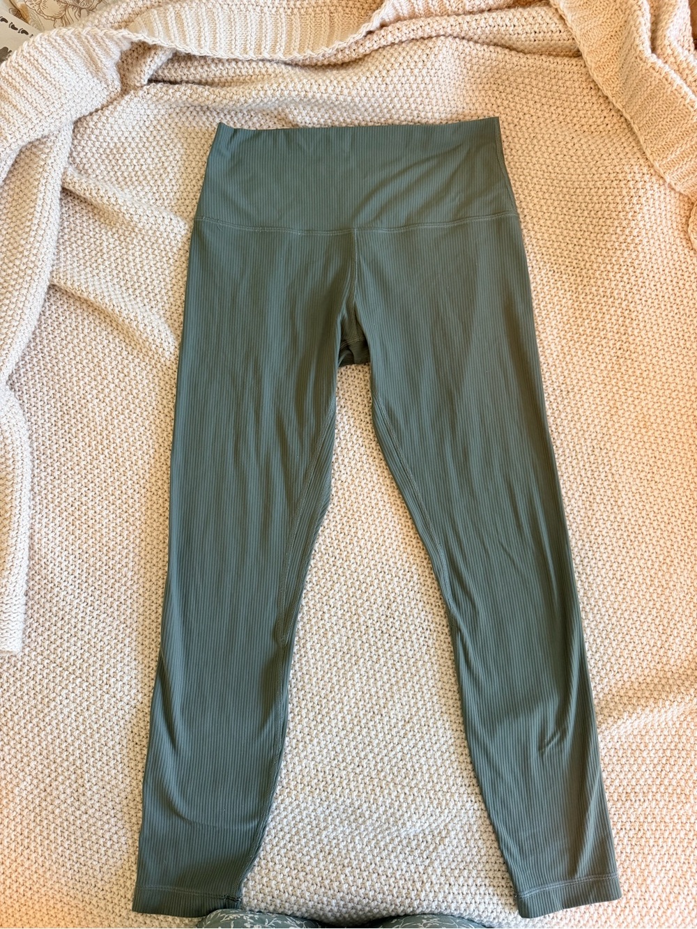 Lululemon Ribbed High-Rise Leggings Green Size 8 EUC